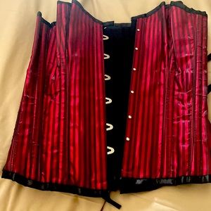 STEEL BONED RED STRIPE TIGHTLACING CORSET